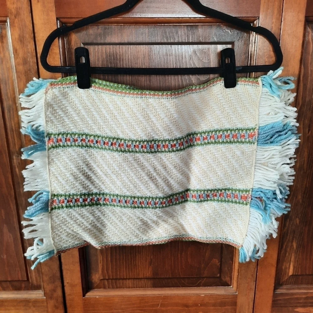Vintage Southwestern Boho Woven Knit Fringe Striped Dinner Placemats Set Of 4